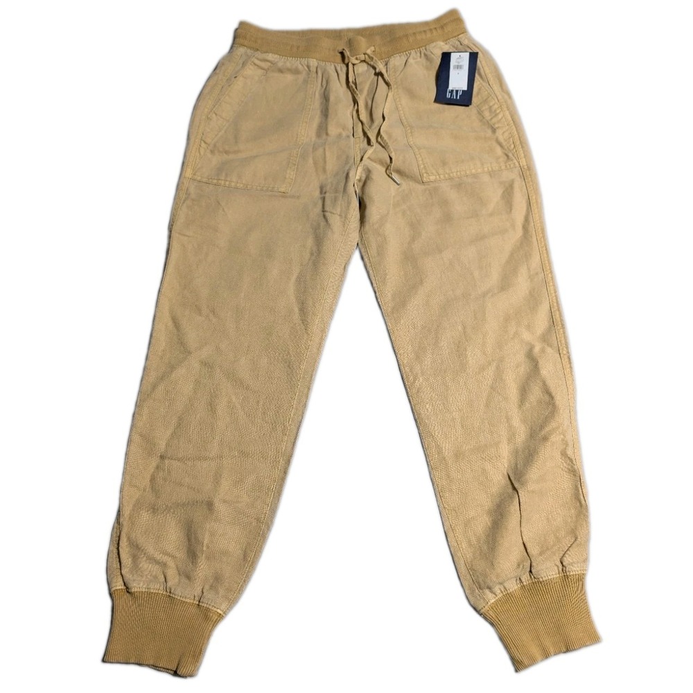 Gap Linen Cotton Jogger Pants Womens S Tan Pull On Utility NWT